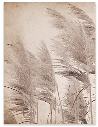 Poster Boho Style Feld Pflanzen 70x100 cm Hochformat - OHNE RAHMEN XXL Wandposter Kunstdruck Fotoposter Wandbild Wandbilder Wand Bild auf Poster Wohnzimmer Schlafzimmer Küche