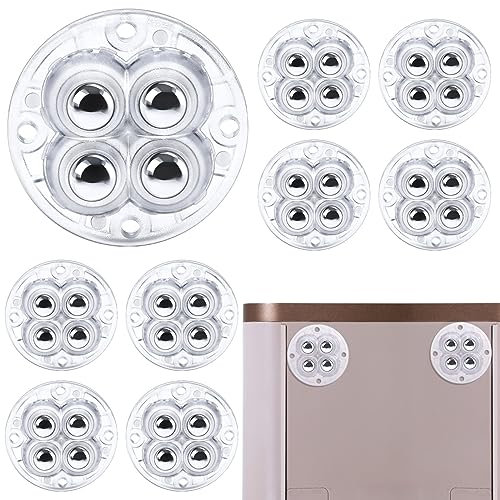 8 Stück Möbelrollen Klein Selbstklebendes Lang anhaltende Haftung, Mini Kugelrollen für Möbel mit 4 Stahlkugeln, Rollen für Möbel Klein 360-Grad-Drehung, Möbelrollen Selbstklebend Caster Wheels