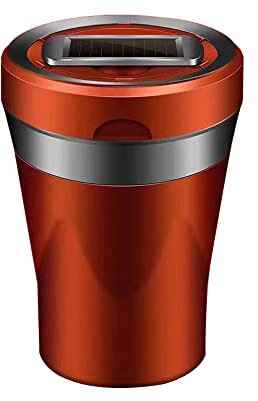 Abnehmbarer Solarenergie-USB-Ladeaschenbecher, MACHSWON Abnehmbarer Keramik-Autoaschenbecher mit Deckel Blaues LED-Licht, tragbarer Aschenbecher für die meisten Fahrzeuge zu Hause Büro, Orange