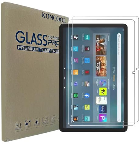 KONCOOL [Paquete de 2] Protector de pantalla para tablet Fire Max 11 2023 (compatible con Face ID y lápiz capacitivo Fire Max 11), HD, antiarañazos, antihuellas, dureza 9H, vidrio templado de 13ª