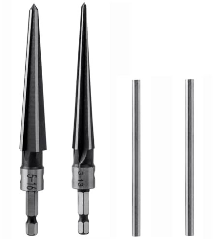 2 stück konische reibahle 1/4 griff t-form kegelfräser kohlenstoffstahl kegel handreibahle zum reiben mit einem durchmesser von 3mm-13mm,5-16mm, Fügen Sie einen 6-mm-Sägebohrer hinzu