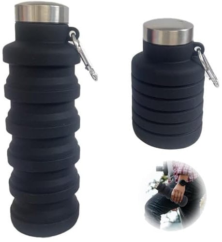 BRITECO Collapsible Water Bottle | BPA-Free, Foldable 500ml Silicone Water Bottle | Perfect for Travel, Hiking, Gym, and Outdoor Activities | Lightweight, Reusable, and Leak-Proof Design