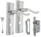 Chrome Bathroom Door Handle with Privacy Lock Set & 3 Lever Sash Lock - Victorian Style Internal Thumb Turn Latch for Interior Doors Polished Chrome Door Handles, Back Plate, 150 x 42mm,