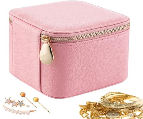 Schmuckschatulle für Damen, Schmuck-Reise-Organizer,Ohrstecker-Reisebox | Schmuck-Organizer-Aufbewahrungskoffer, Schmuckschatulle mit 6 Schmuck-Reißverschlusstaschen, Reisebox für Ohrstecker aus PU-Le