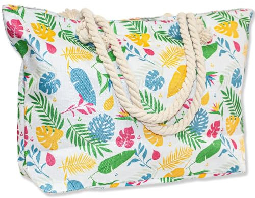 Ritalia XXL Strandtasche für Familien 50 x 38 x 18 cm | Wasserdichte Badetasche mit Reißverschluss | Türkis