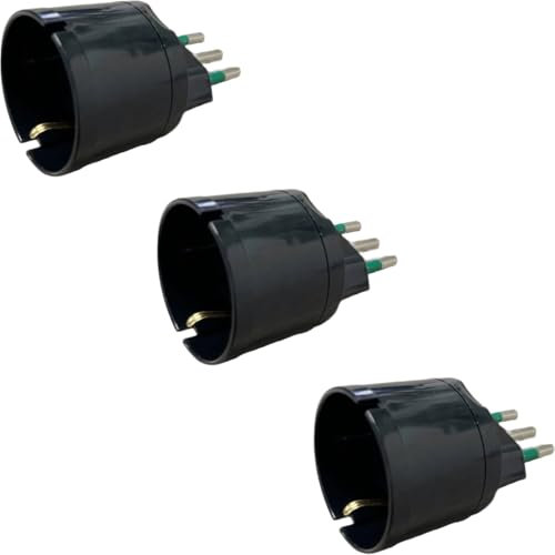gloca Set 3 Adattatori Presa Schuko 10A Con Spina 10A Colore Nero Standard Italiano