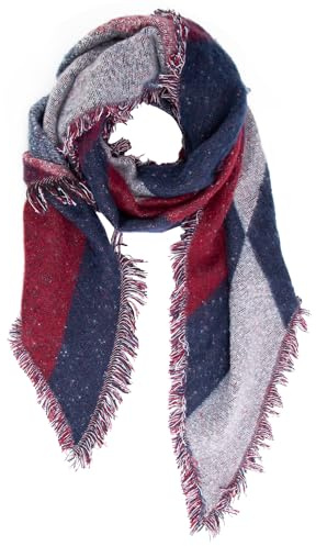 NONMON Schal Damen Warme Winter Schals Langer Damen Schal Kariert Pashmina Karo Tartan Schultertuch Musselin Deckenschal XXL Oversized Fransen Poncho für Herbst Winter 250x70cm
