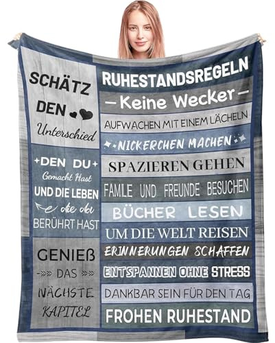 Aellowet Renteneintritt Geschenk Männer, Personalisierte Decke Rentner Geschenk Mann, Ruhestand Geschenk für Männer Mann Freund Kollegen, Abschiedsgeschenk Kollegin Rente