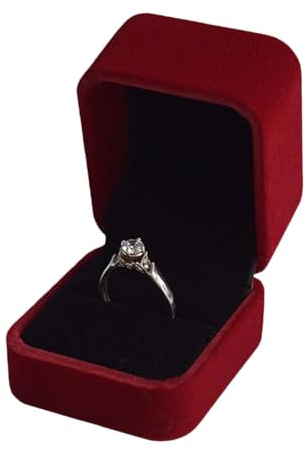 Heyumybit Samt Ring-Box,Rot Ring Geschenkbox,Schmuck Etui,Geschenk-Verpackung,Geschenkbox für Heiratsantrag,Hochzeit,Valentinstag,Geburtstag