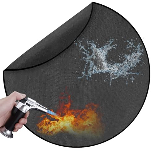VEGOATY Base ignífuga de 38 pulgadas: placa de protección contra chispas de fibra de vidrio para estufa de chimenea, alfombrilla negra resistente al calor, alfombrilla ignífuga, para barbacoa al aire