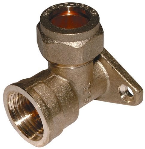 15MM OD X 1/2 WALLPLATE ELBOW - Wall Plate (Brass compression fittings, metric)