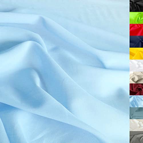 TOLKO 50cm ÖkoTex Baumwollstoff | Stoffe zum Nähen Meterware Baumwolle | Baumwoll-Nesselstoff uni Stoff in kräftigen Farben Kleiderstoff Dekostoff Vorhangstoff Bezugsstoff 150cm breit (Hell-Blau)