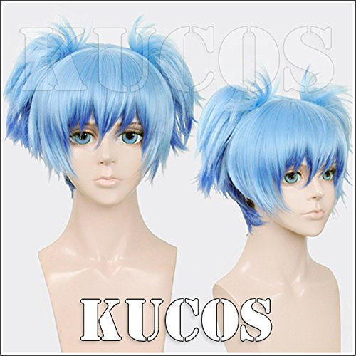 LanTing Cosplay Perücke Assassination Classroom Shiota Nagisa Blue Mix 2 Clip Cosplay Party Fashion Anime Human Costume Full wigs Synthetic Haar Heat Resistant Fiber