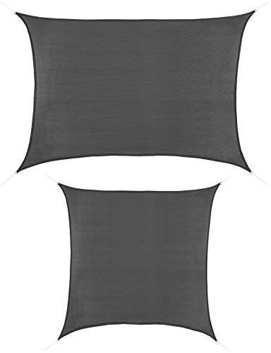 BB Sport Sonnensegel 2m x 3m Granit HDPE Rechteckig UV Schutz Garten Terrasse Camping Sonnenschutz Windschutz Schattenspender