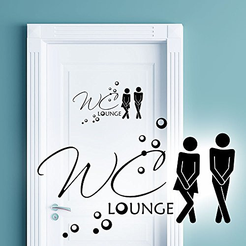 Wandaro W3331 Wandtattoo WC Aufkleber Mann/Frau WC Lounge I schwarz 27 x 16 cm I Bad Piktogramm Wandsticker Badezimmer Wandaufkleber