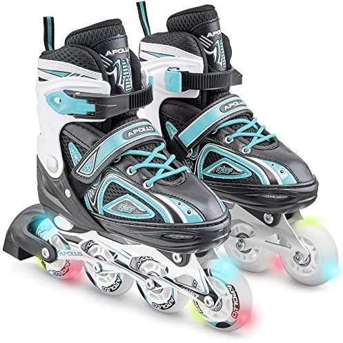 Apollo Super Blades, größenverstellbare Inliner, LED Inline-Skates,Türkis, S (31-34)