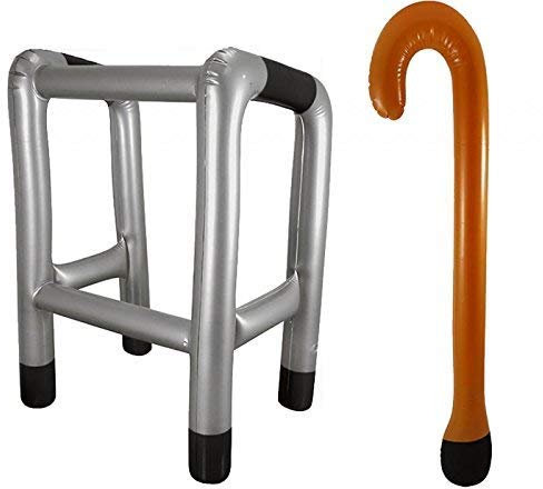 2XInflatable Zimmer Frame and Walking Stick Blow Up Toy Novelty Gag Joke Dress Up