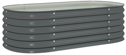 vidaXL Hochbeet Stahl Grau 160x80x44 cm Gemüsebeet Pflanzbeet Frühbeet Garten