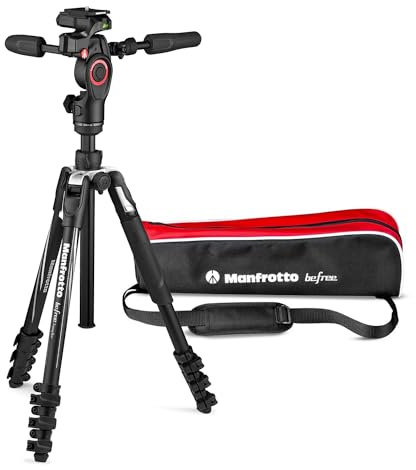 Manfrotto Befree Advanced 3-Way Kit Treppiede, Treppiede e Testa Fluida in Alluminio per Fotocamere DSLR, Mirrorless, Videocamere fino a 6 kg, Ultra Compatto, Accessori Fotografici per Foto/Video