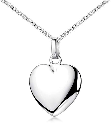 MATERIA by Matthias Wagner Herz Anhänger mit Kette aus 925 Sterling-Silber rhodiniert mit Schmuck Etui KA-272-Silber, Auswahl :45 cm