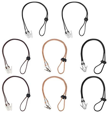 Iyowei 8 Stück Serviettenclips Serviettenkette mit Clip Serviettenkettchen Verstellbar Lanyard Serviettenhalter Flexible Kette Polyester Lätzchen Kette 62 cm * 3mm