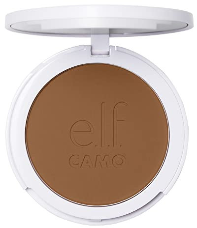 e.l.f. Camo Powder Foundation, leicht, Primer Infused Buildable and Long-Lasting Medium to Full Coverage Foundation, Deep 540N