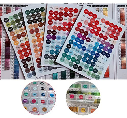FIYO Farbnummer-Aufkleber, 447 Etiketten für mehrere Farben für Diamant Malerei-Aufbewahrungsboxen, Diamantmalerei-Nummernaufkleber, Diamantmalerei-Etiketten, Diamantmalerei-Farbkarte (5 Set)