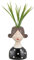 Baroni Home Vaso in Ceramica con Piantina Finta Design con Volto, Soprammobile Moderno Dipinto a Mano, Vaso Decorativo da Interno e da Esterno, Sciarpa, 11x7x30 cm
