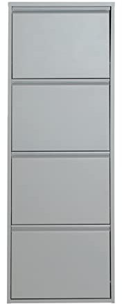 Lastdeco - Zapatero NIJAR | Mueble Zapatero - Zapatero Metalico de Acero 4 Cajones - Color Gris - 50 x 15 x 137 cm