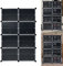 LZQ Schuhregal Schwarz DIY Schuhschrank 8-stufiger Kunststoff Schuhablage, Rechteckiges Regalsystem mit 16 Schuhfächern, Schuhaufbewahrung Lagerregal für Flur Schlafzimmer Eingang