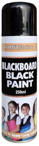 SuperGift.com 2x Blackboard Black All Purpose Aerosol Spray Paint 250ml Quick Drying Spray, Fast Dry and Excellent Coverage for Metal, Wood, Plastic and More by Diva Gift