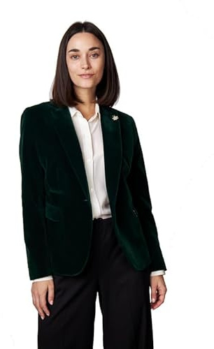 Stella - Ladies Soft Velvet Blazer Women’s Retro Peak Lapel Tailored Fit Jacket [LD-BLZ-STELLA-GREEN-12]