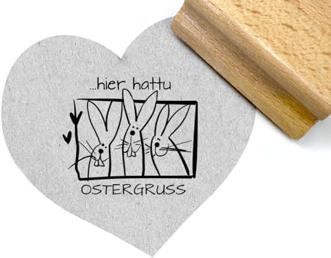 zAcheR-fineT-Design STEMPEL Osterstempel mit Osterhase, lustige OstergrüßeText - Holzstempel Ostern, Karten basteln Geschenkanhänger Scrapbook