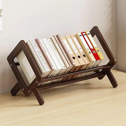 Dreamhousey Desktop Student kleines Bücherregal, einfaches Bambus und Holz Aufbewahrungsbuchregal, Bücherregal und Arbeitszimmer Zeitschriftenregal (braun, L), 001dsgsdg
