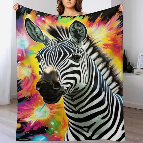 Kuscheldecke Zebra Wolldecke, Warme Flannel Fleecedecke Als Sofadecke, Couchdecke, Sofaüberwurf Und Bettdecke, Weiche Wohndecke Für Couch Und Sofa（100×130cm）
