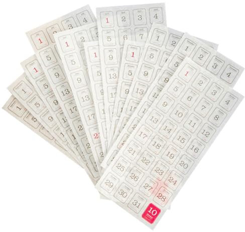 NOPKESV 12 Stück Kalender Stickers - Scrapbook Zubehör - Bullet Journal Sticker Kinder - Zahlen Aufkleber für Planer - 365 Tage Aufkleber Selbstklebende für Fotoalbum Notebook Agenda