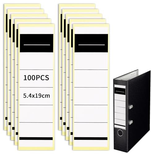 SWTYExt Ordnerrücken Selbstklebend Breit 5,4x19 cm Ordner Rückenschilder Bedruckbar 100 Stück Ordner Aufkleber Rücken Breit Rückenschilder Selbstklebende Etiketten Ordner für Bibliothek Büro Familie