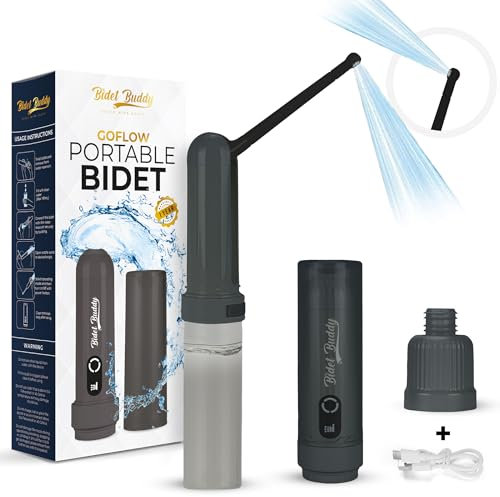 Portable Bidet | Bidet Buddy™ GoFlow | High Pressure | Travel Bidet | 180ml Portable Bidet for Travel | Handheld Bidet | Rechargeable Electric Portable Bidet for Men & Women | Grey