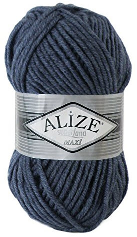 Strickgarn Strickwolle Superlana Maxi 100g 25% Wolle Wintergarn Winterwolle, 50 Farben, Farbe:203 graublau meliert