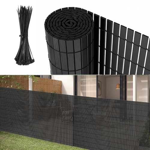 Alpstorm PVC Sichtschutzmatte 180x500cm Anthrazit, Balkon Sichtschutz mit doppelter Innenverstärkung, Sichtschutzzaun wasserdicht UV-beständig für Garten Terrasse, Zaunblende wetterfest ohne Bohren