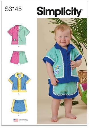 Simplicity Sewing Pattern SS3145A Babies' Contrast Shirt and Shorts A (XS-S-M-L)