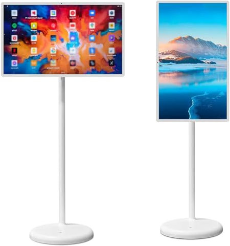 32-Inch Portable Smart TV with Touchscreen Display,1080p 8+128G Mobile Smart Touch Screen, 360° Rotating Touch TV with Remote Control, with 13MP Webcam，15000mAh Battery Operated with 10H Life Time