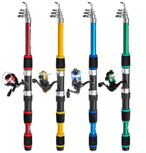Kit completo canna da pesca telescopica e mulinello per tutte le esigenze di pesca (giallo)
