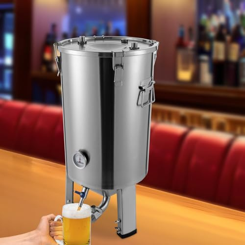Ölbryggningsanläggning ölbryggare konisk jäsbehållare rostfritt stål 32 l ölfermenter trädgårdstank bryggare behållare för bryggning hemmabryggningstillbehör med kylare temperaturdisplay för