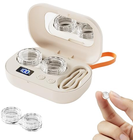 Ultrasonic Contact Lens Cleaner Machine, Portable Rechargeable Ultrasonic Contact Lens Cleaner Case, for Travel,Office,Hotel,Fitness Care