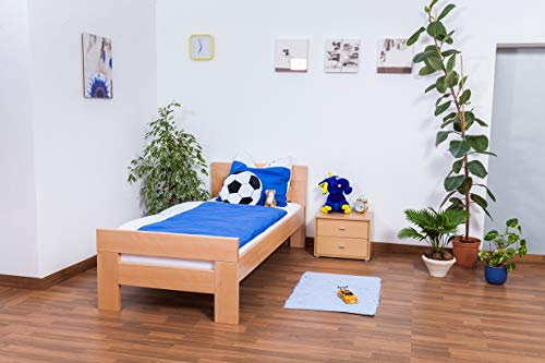 Kinderbett/Jugendbett Easy Premium Line K2, Buche Vollholz massiv Natur - Maße: 90 x 190 cm