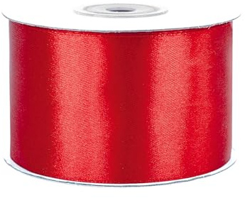Satinband 50mm x 25m Rolle - FARBAUSWAHL in 3/6/12/18/25/38/50/75/100mm - farbecht & waschbar - Schleifenband für Hochzeit - Geschenkband zum Verpacken Dekorieren Basteln - Rot 250
