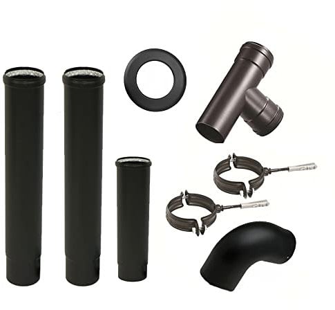 poêle à pellets tubes Kit 80 mm. en tube d'acier laqué noir résistant CE 600 ° Fait dans la cheminée en porcelaine Italie.