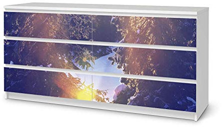 Möbelfolie passend für IKEA Malm Kommode 6 Schubladen (breit) I Möbeldeko - Möbel-Folie Tattoo Sticker I Wohn Deko Ideen für Wohnzimmer, Schlafzimmer - Design: Lichtflut