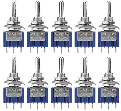 10PCS Mini-interrupteur à bascule, interrupteur à bascule SPDT momentané à 3 positions On-Off 120V 6A, interrupteur à bascule à 3 broches 6mm résistant à l'eau
